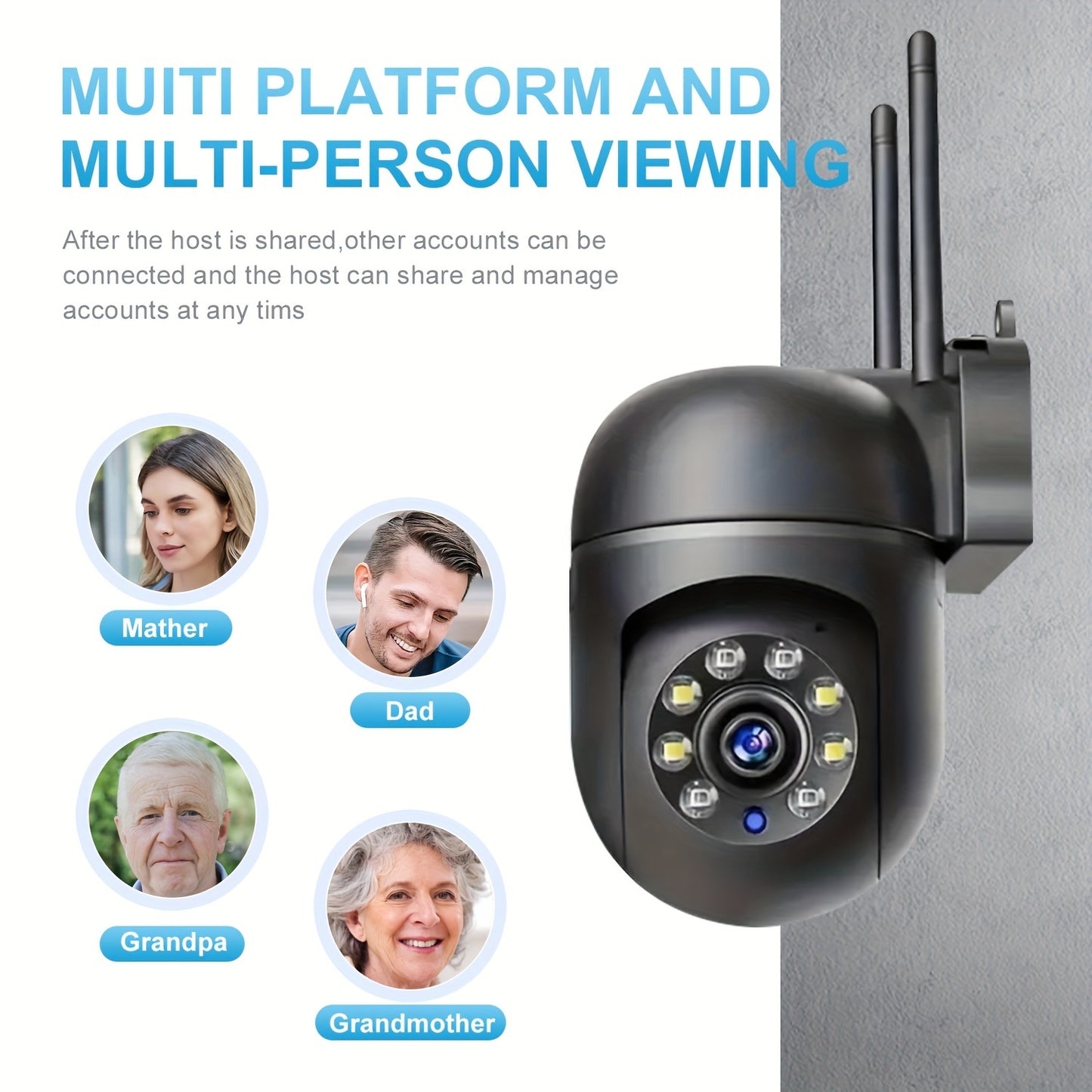 360 Wireless Camera Outdoor WiFi Night Vision Cam HD 1080P Home Security System