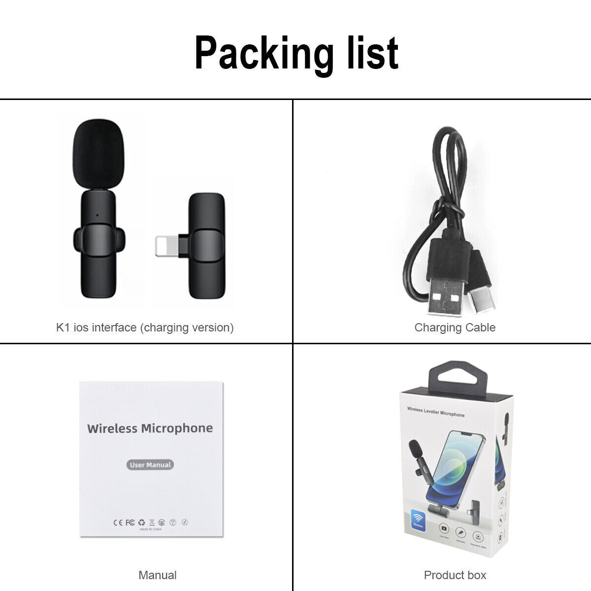 Lavalier Mini Microphone Wireless Audio Video Recording With Phone Charging Wireless Lavalier Microphone Broadcast Lapel Microphones Set Short Video Recording Chargeable Handheld Microphone Live Stre