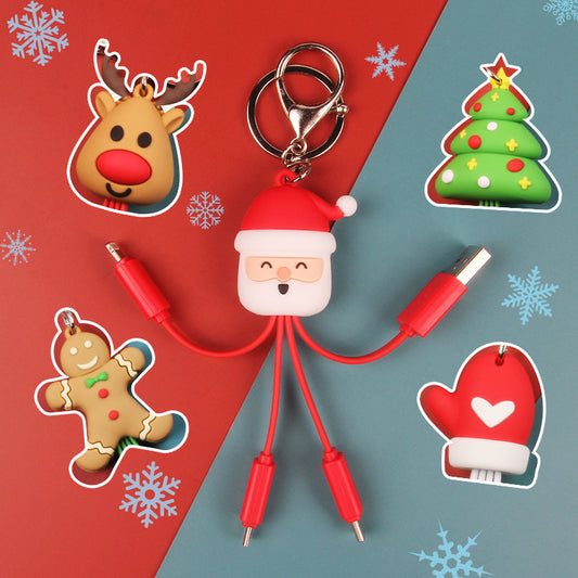 Creative Cartoon Multi Function Portable Christmas Data Cable